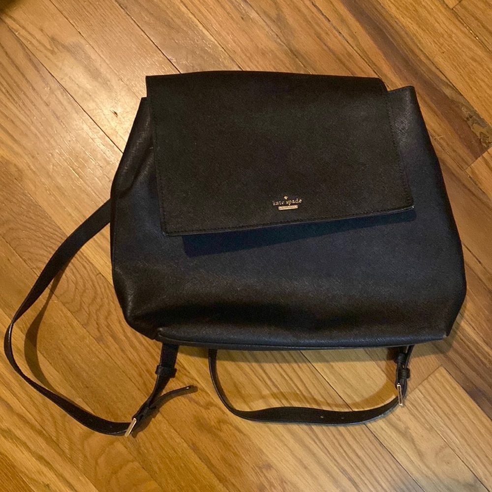 Black leather Kate spade backpack